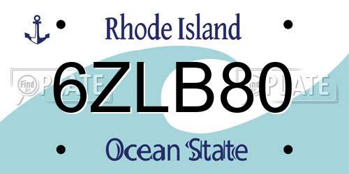 6ZLB80 Rhode Island License Plate