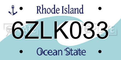 6ZLK033 Rhode Island License Plate