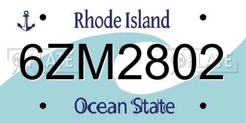 6ZM2802 Rhode Island License Plate