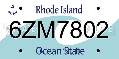 6ZM7802 Rhode Island License Plate