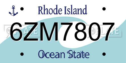 6ZM7807 Rhode Island License Plate
