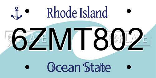 6ZMT802 Rhode Island License Plate
