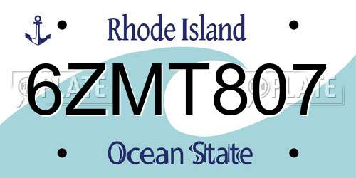 6ZMT807 Rhode Island License Plate