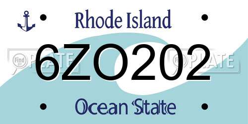 6ZO202 Rhode Island License Plate