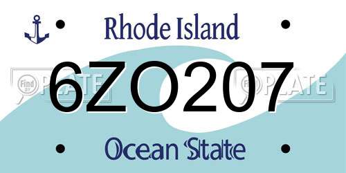 6ZO207 Rhode Island License Plate
