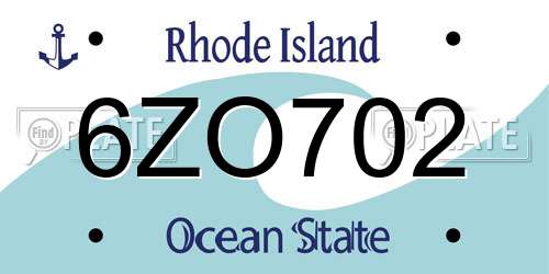 6ZO702 Rhode Island License Plate