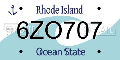 6ZO707 Rhode Island License Plate