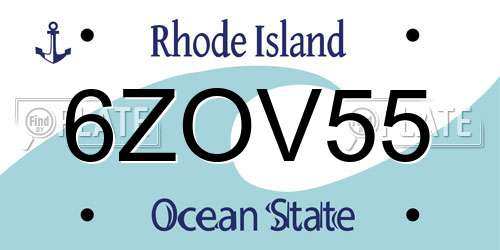 6ZOV55 Rhode Island License Plate