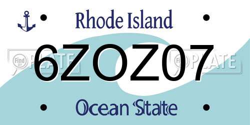 6ZOZ07 Rhode Island License Plate