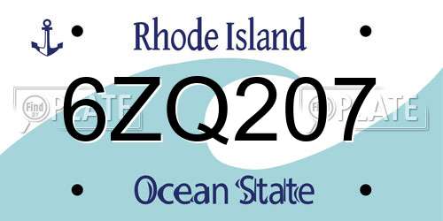 6ZQ207 Rhode Island License Plate