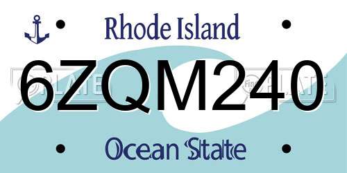 6ZQM240 Rhode Island License Plate