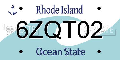 6ZQT02 Rhode Island License Plate