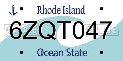 6ZQT047 Rhode Island License Plate