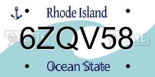 6ZQV58 Rhode Island License Plate