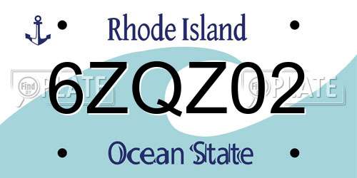 6ZQZ02 Rhode Island License Plate