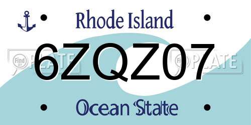 6ZQZ07 Rhode Island License Plate