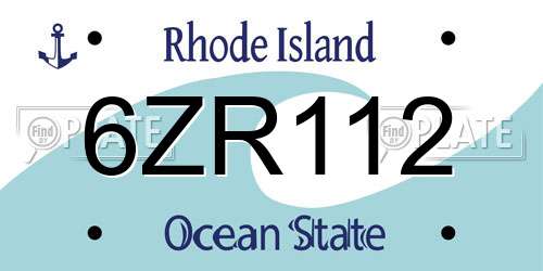 6ZR112 Rhode Island License Plate