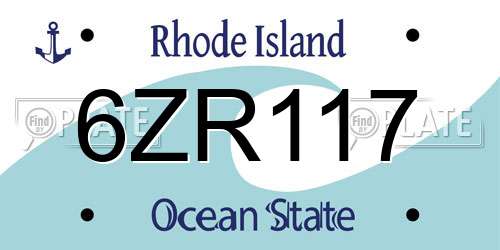6ZR117 Rhode Island License Plate