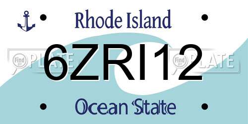 6ZRI12 Rhode Island License Plate