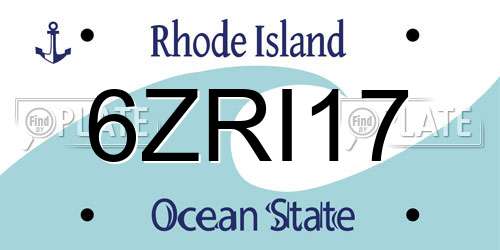 6ZRI17 Rhode Island License Plate