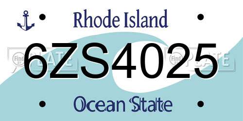 6ZS4025 Rhode Island License Plate