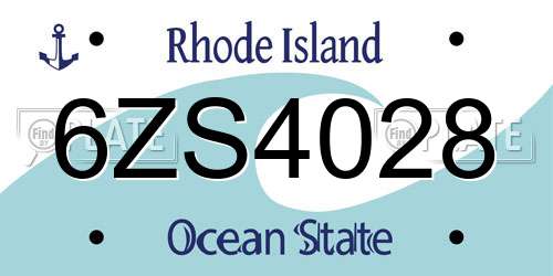 6ZS4028 Rhode Island License Plate
