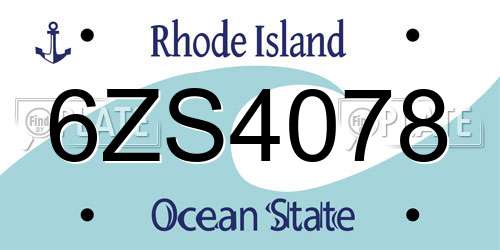 6ZS4078 Rhode Island License Plate