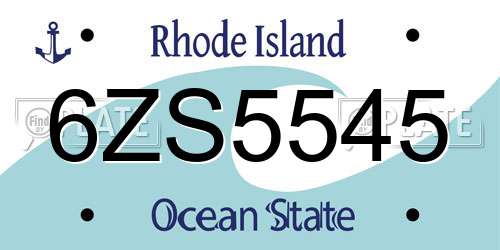 6ZS5545 Rhode Island License Plate