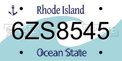 6ZS8545 Rhode Island License Plate