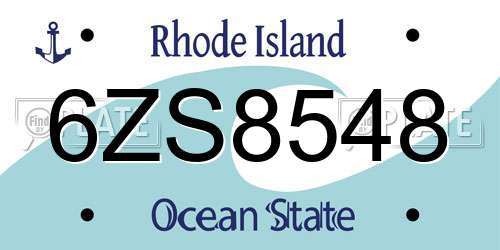6ZS8548 Rhode Island License Plate