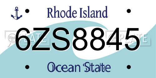6ZS8845 Rhode Island License Plate