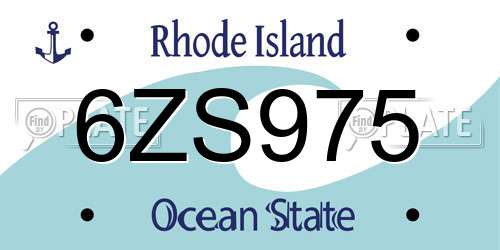 6ZS975 Rhode Island License Plate