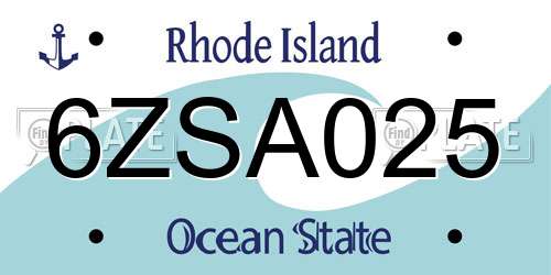 6ZSA025 Rhode Island License Plate