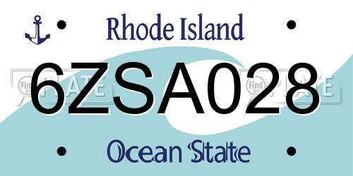 6ZSA028 Rhode Island License Plate