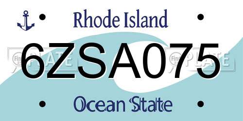 6ZSA075 Rhode Island License Plate