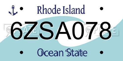 6ZSA078 Rhode Island License Plate