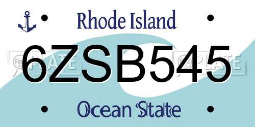 6ZSB545 Rhode Island License Plate