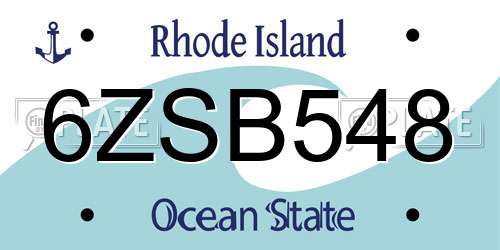 6ZSB548 Rhode Island License Plate
