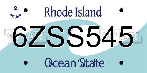 6ZSS545 Rhode Island License Plate