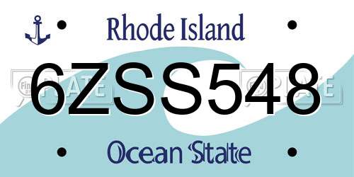 6ZSS548 Rhode Island License Plate