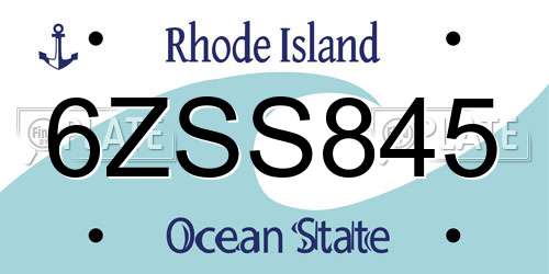 6ZSS845 Rhode Island License Plate