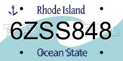 6ZSS848 Rhode Island License Plate