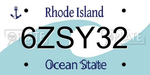6ZSY32 Rhode Island License Plate