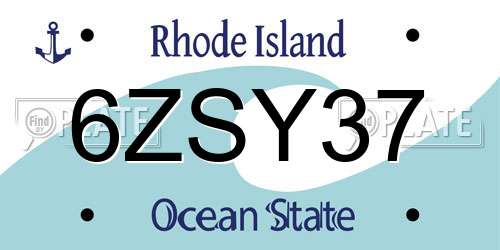 6ZSY37 Rhode Island License Plate