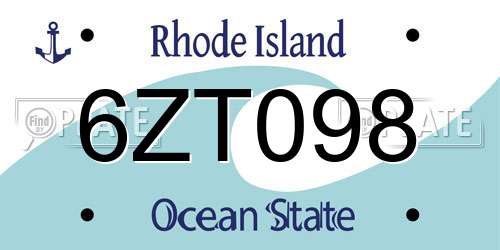 6ZT098 Rhode Island License Plate