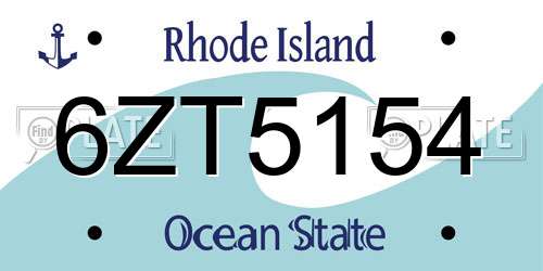 6ZT5154 Rhode Island License Plate