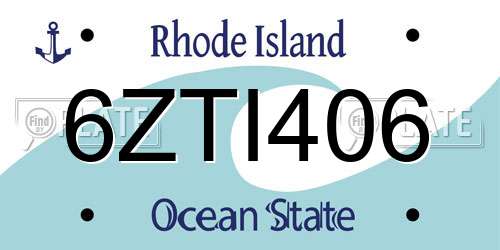 6ZTI406 Rhode Island License Plate