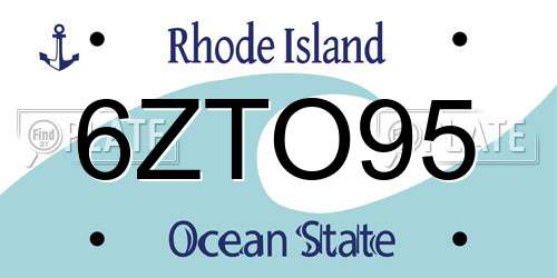 6ZTO95 Rhode Island License Plate