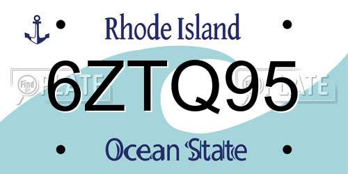 6ZTQ95 Rhode Island License Plate