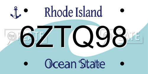 6ZTQ98 Rhode Island License Plate